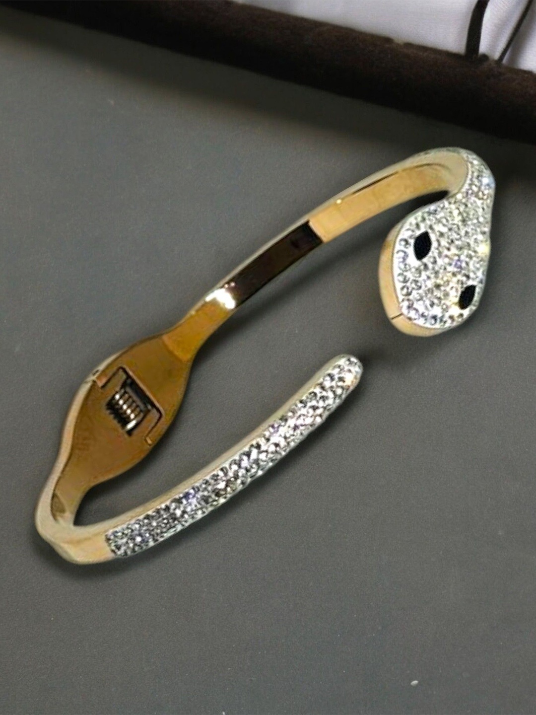 

The Pari Rose Gold-Plated Stainless Steel Cubic Zirconia Bangle-Style Bracelet