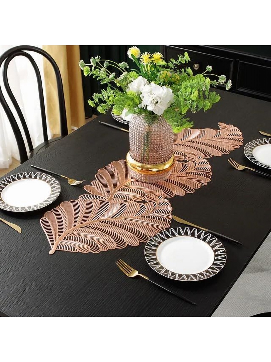 

GROKI Brown Texture Floral Table Runner