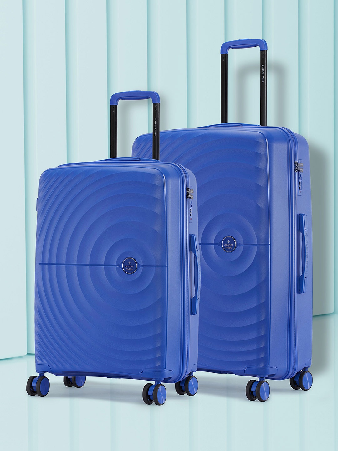 

Nasher Miles Seattle Hard-Sided Polypropylene Set of 2 M/L Dark Blue Trolley Bags 65-75 cm, Navy blue