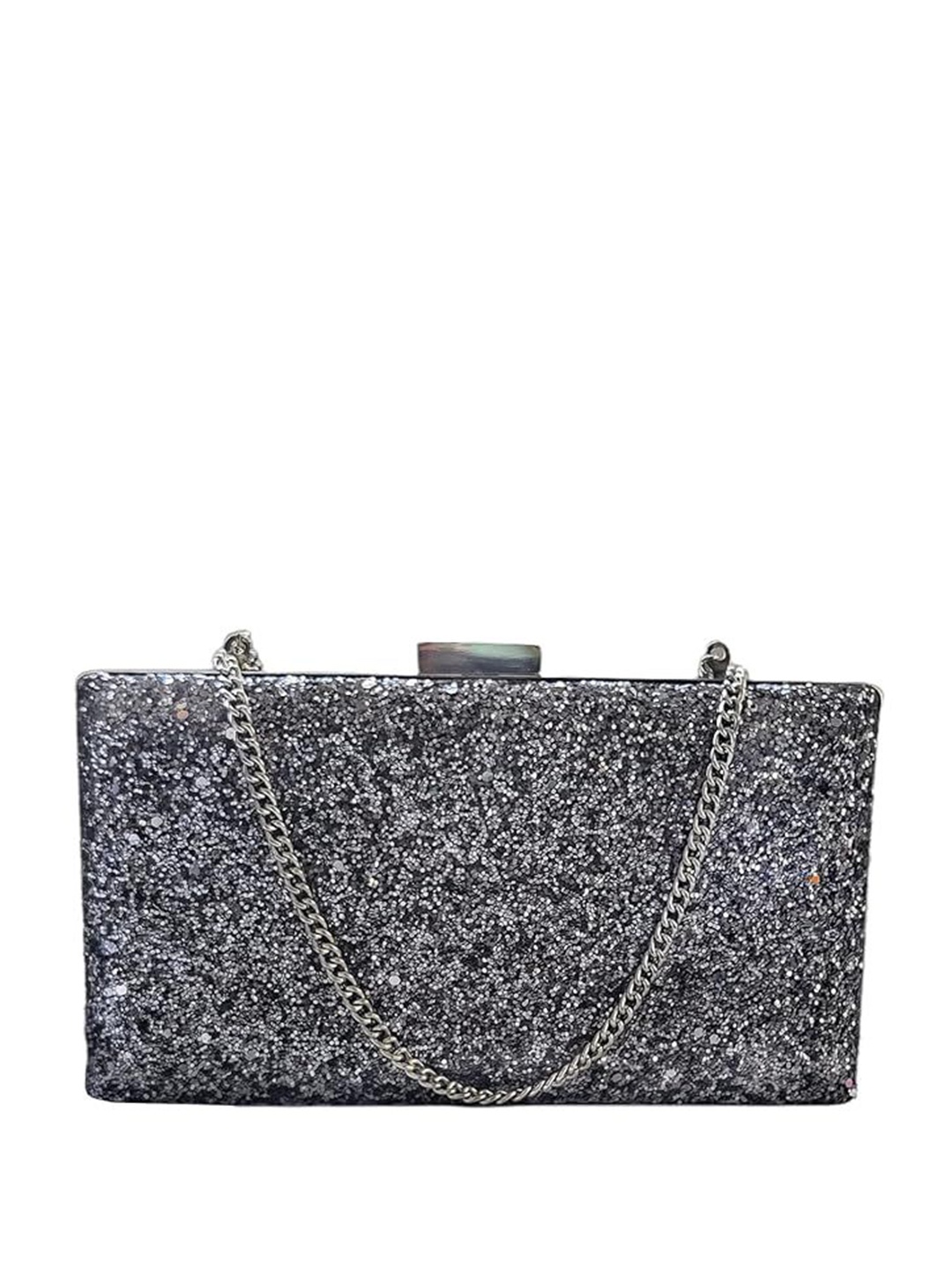 

FRINGES Embellished Box Clutch, Grey