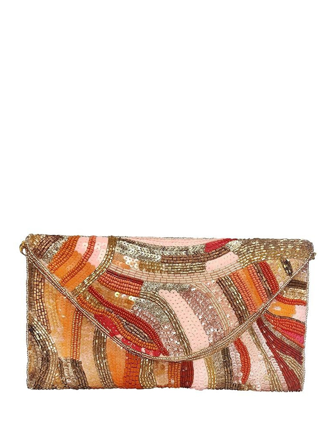 

FRINGES Embellished Envelope Clutch, Orange
