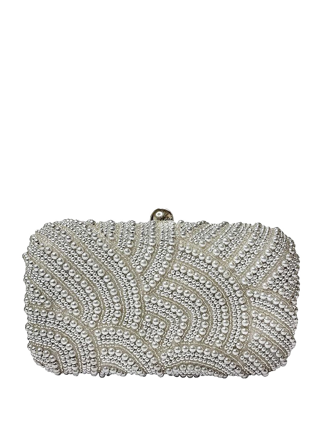 

FRINGES Embellished Box Clutch, Silver