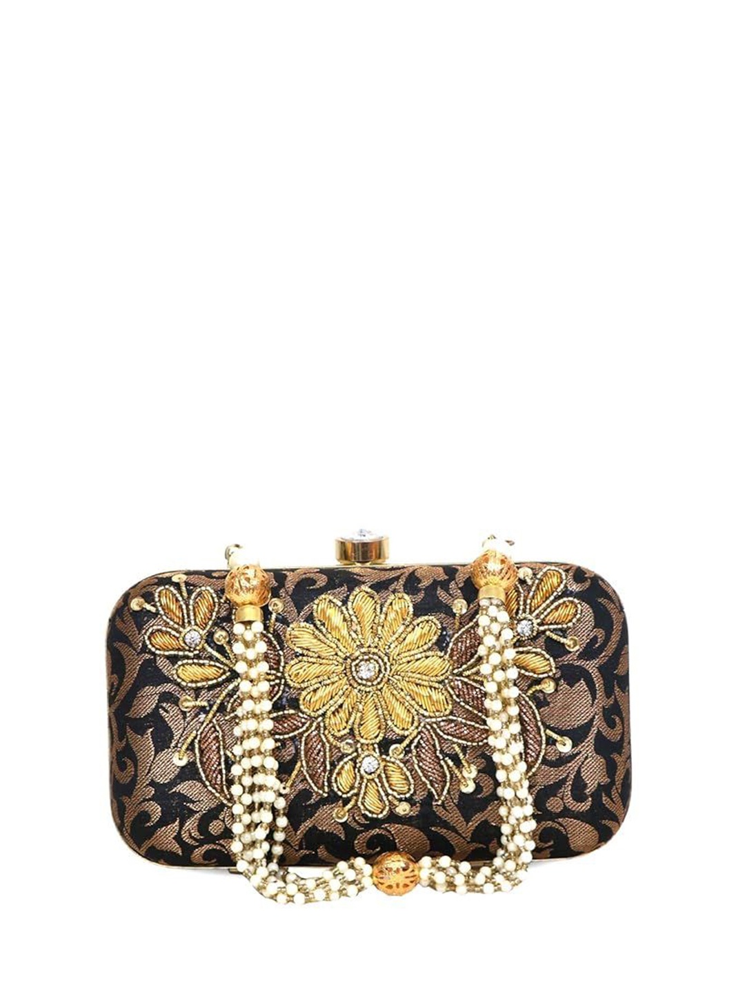 

FRINGES Embellished Box Clutch, Black