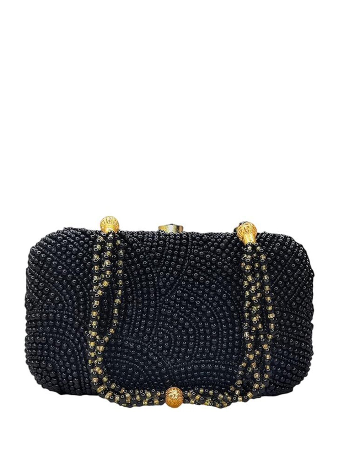 

FRINGES Embellished Box Clutch, Black