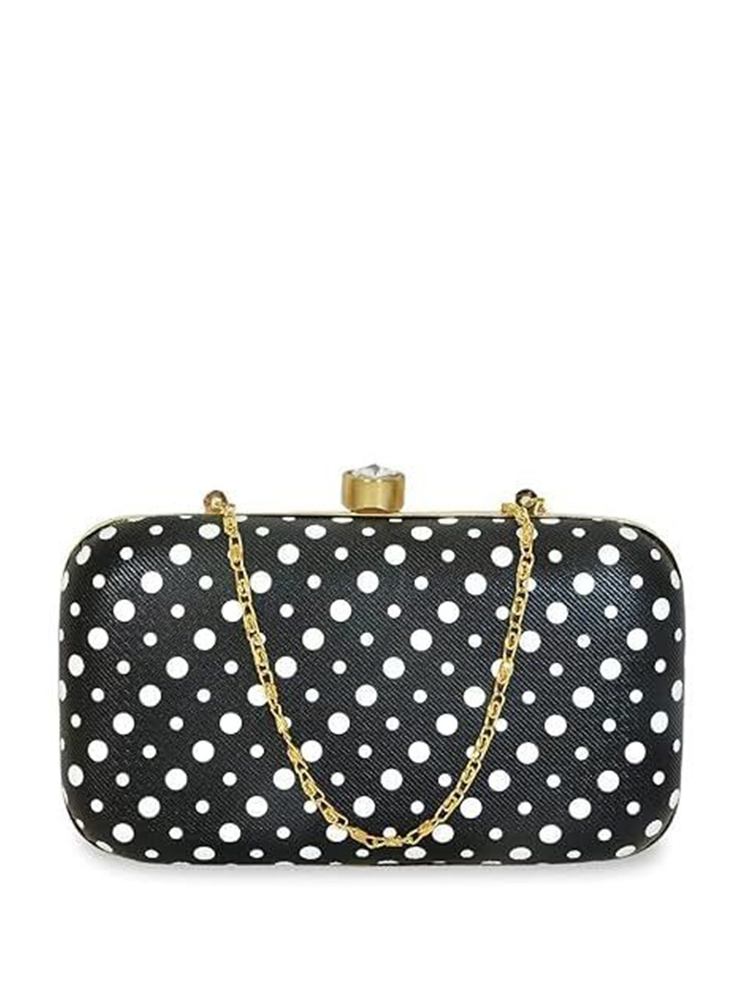 

FRINGES Printed Box Clutch, Black