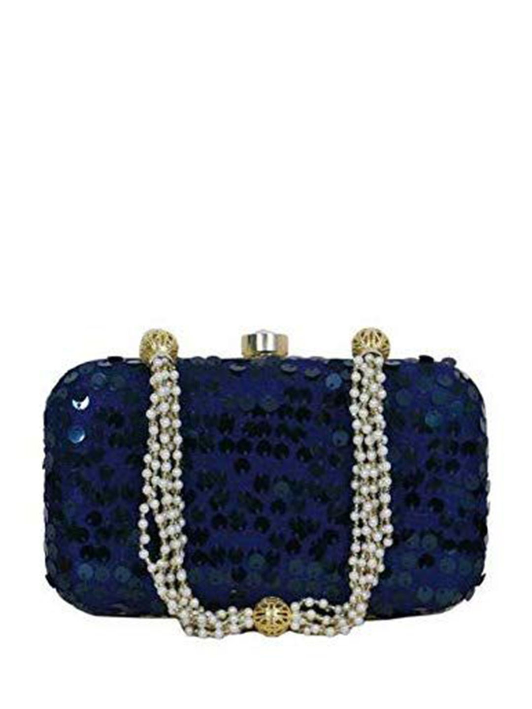 

FRINGES Embellished Box Clutch, Navy blue