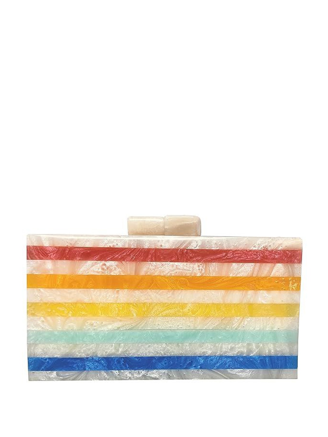

FRINGES Striped Box Clutch, Red