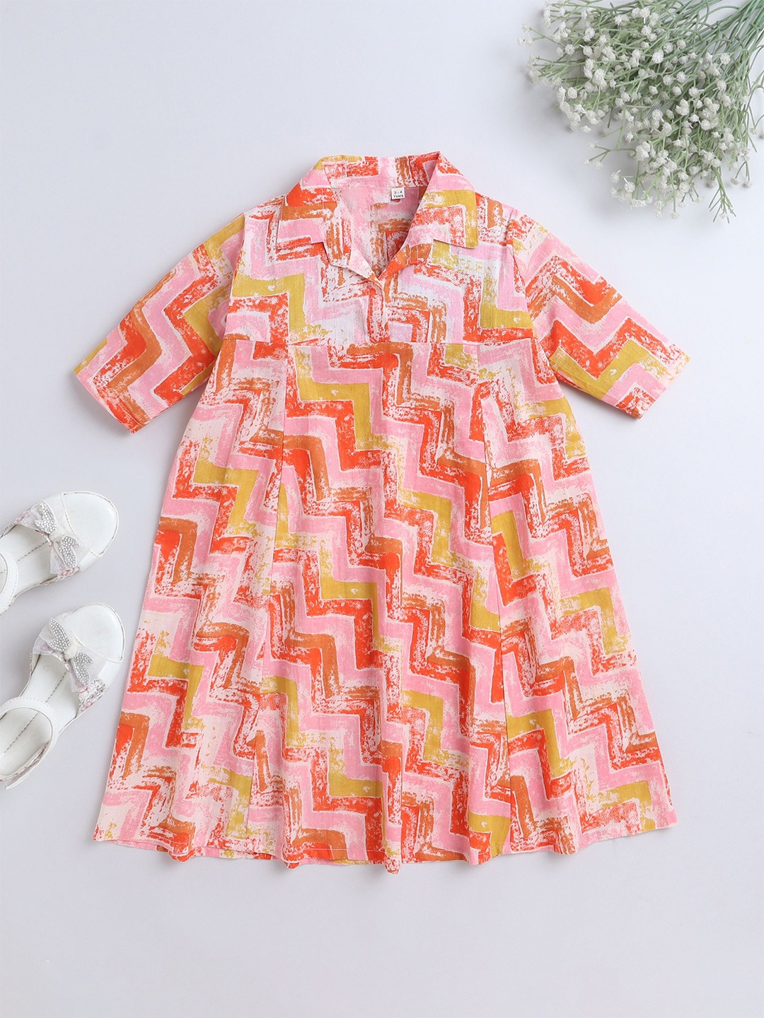 

The Magic Wand Pure Cotton Printed Fit & Flare Dress, Pink