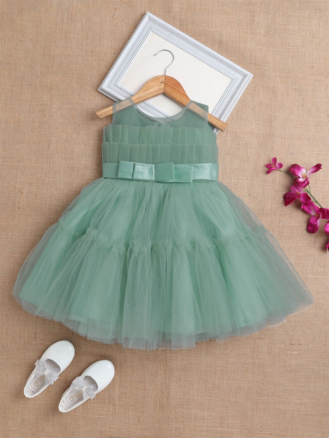 

The Magic Wand Net Fit & Flare Dress, Olive