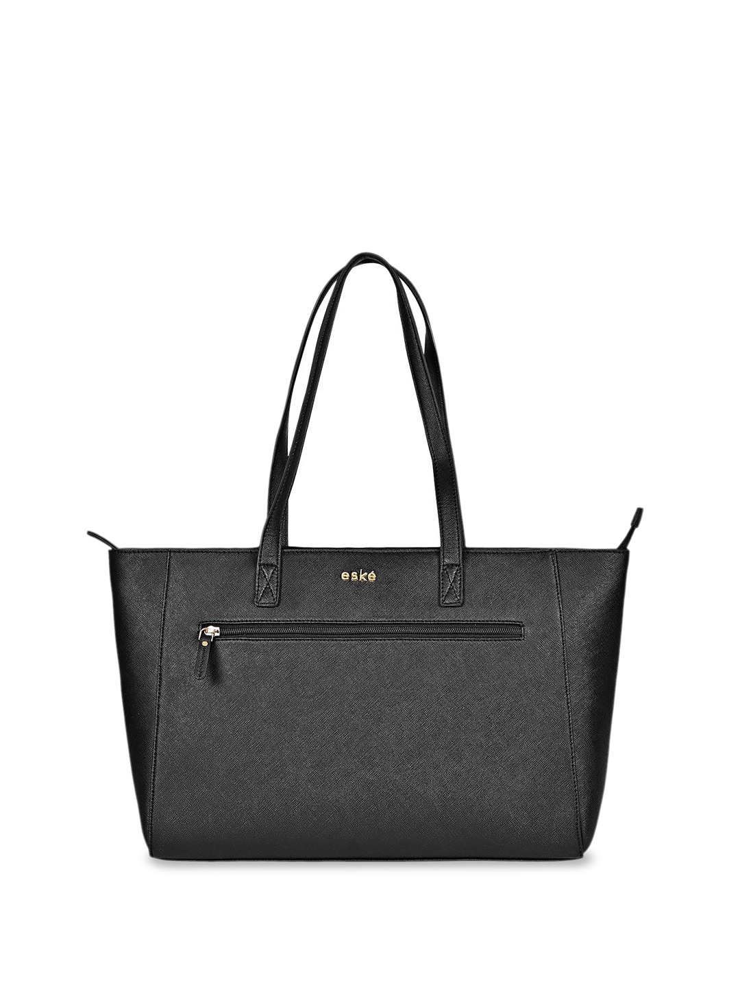 

Eske Women Solid Diane Vegan Leather Oversized Textured Tote Bag, Black