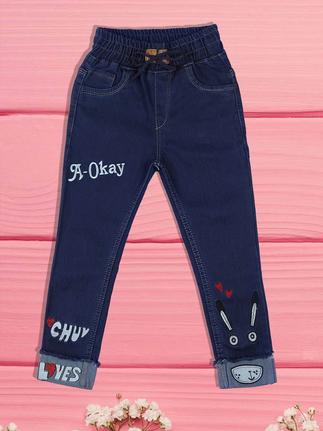 

A-Okay Boys Slim Fit High-Rise Embroidered Jogger Jeans, Blue
