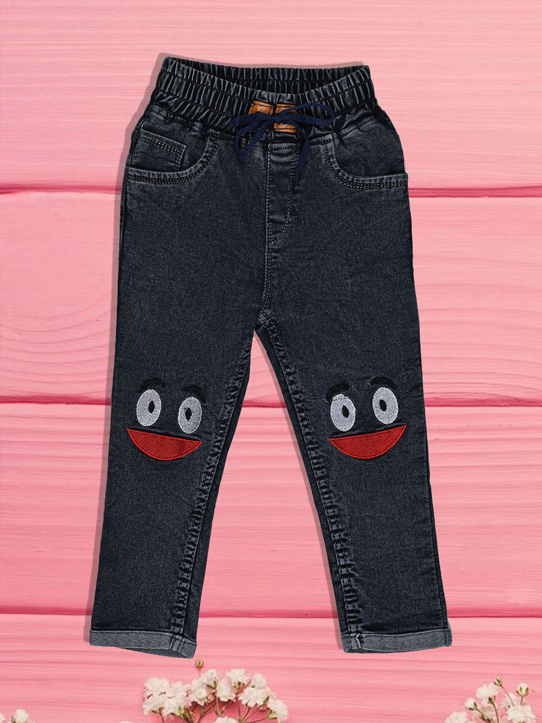

A-Okay Boys Slim Fit High-Rise Embroidered Jeans, Blue