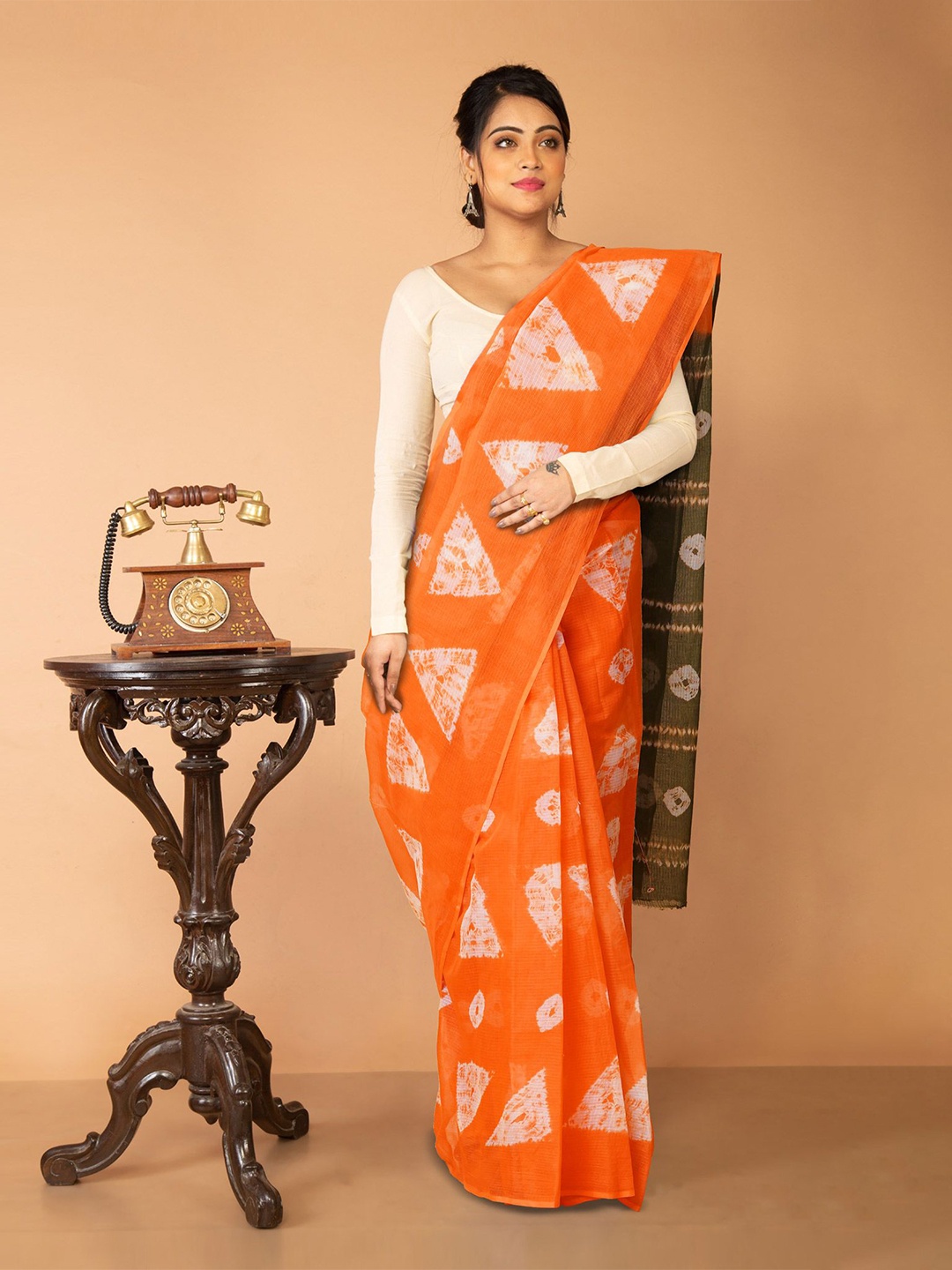 

Unnati Silks Geometric Printed Handloom Kota Saree, Orange