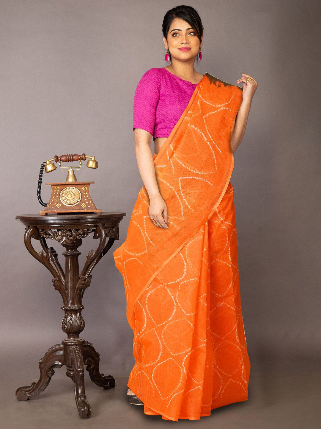 

Unnati Silks Tie And Dye Handloom Kota Saree, Orange