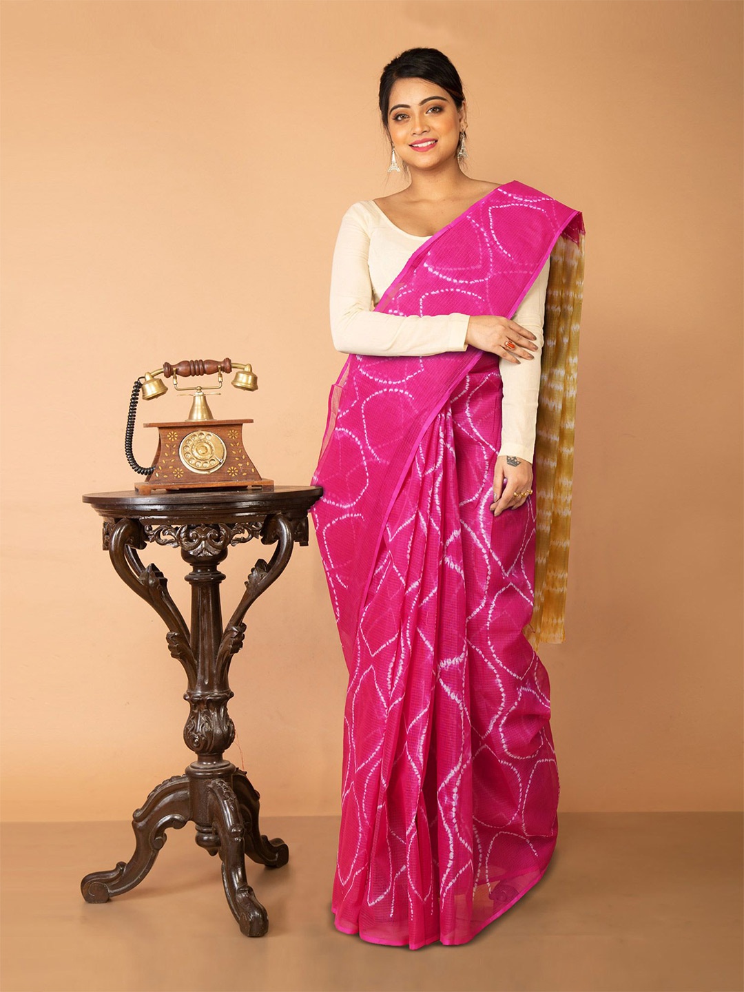 

Unnati Silks Tie And Dye Handloom Kota Saree, Pink