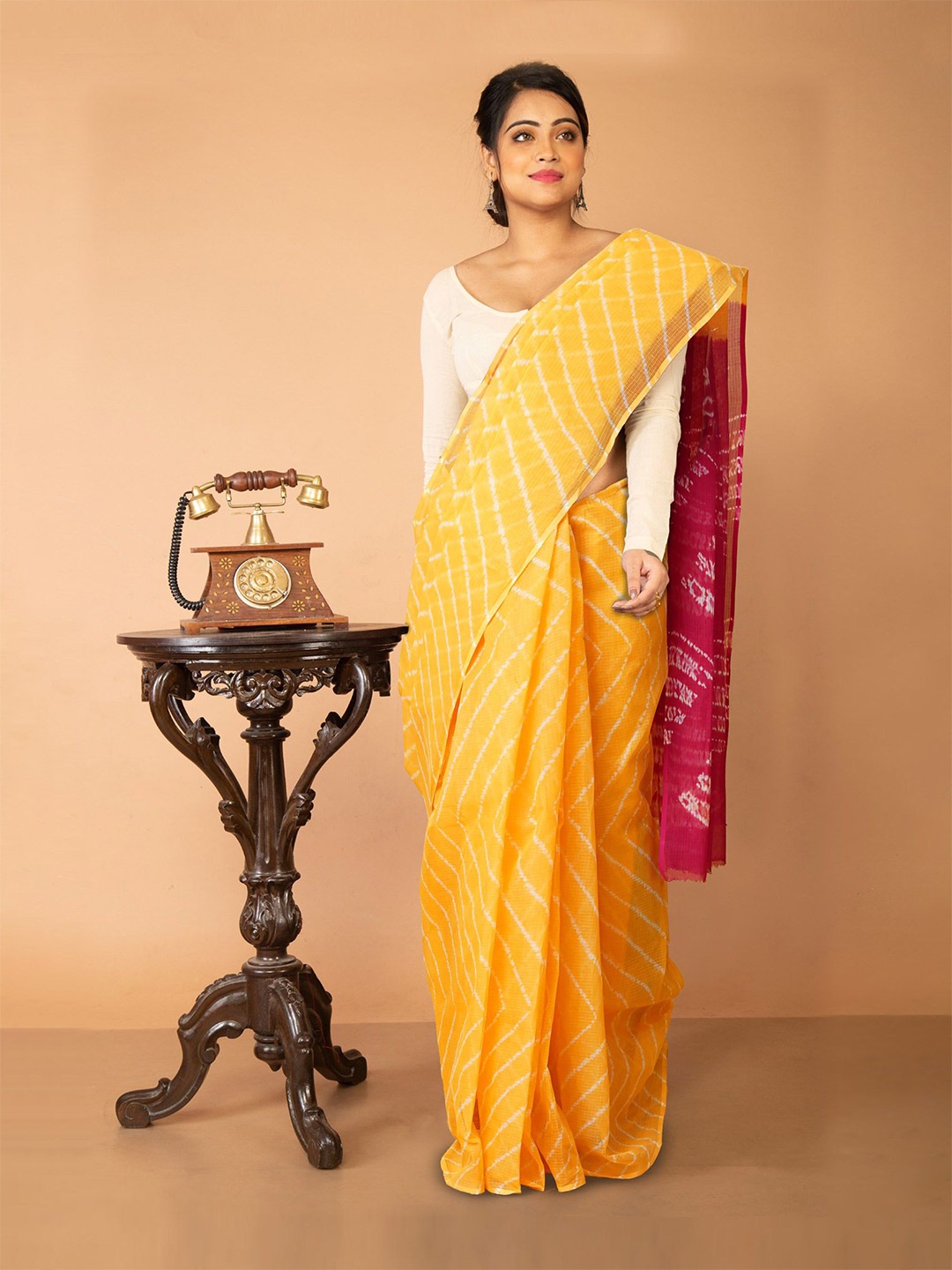 

Unnati Silks Tie And Dye Handloom Kota Saree, Yellow