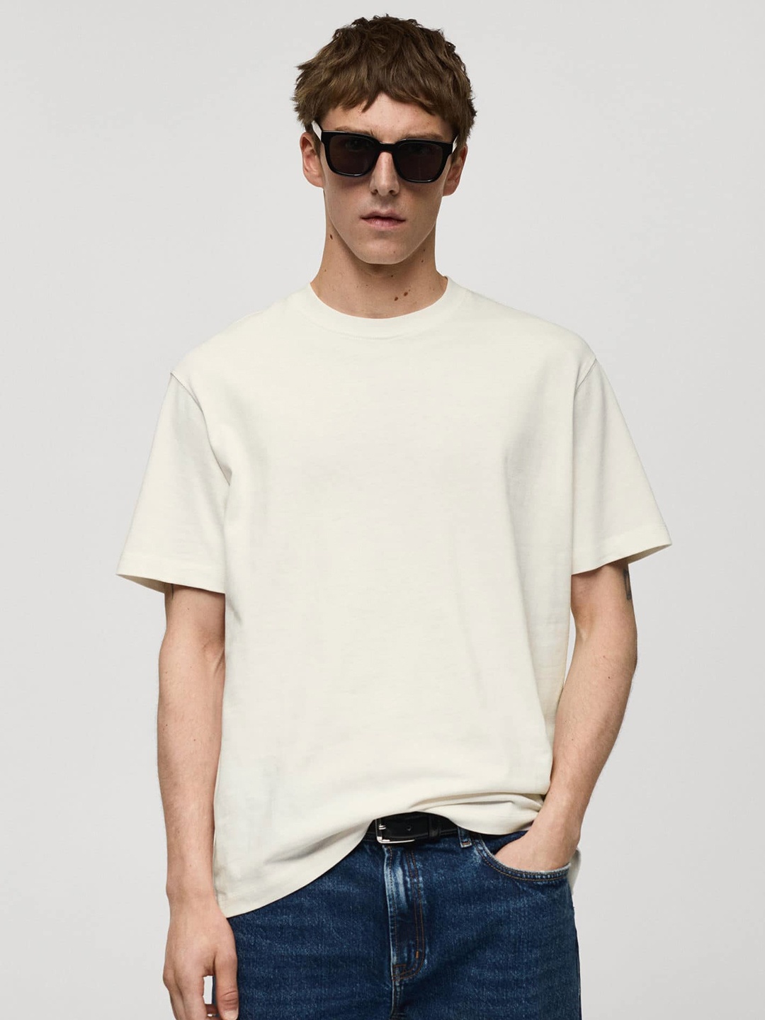 

MANGO MAN Relaxed Fit Pure Cotton T-shirt, White