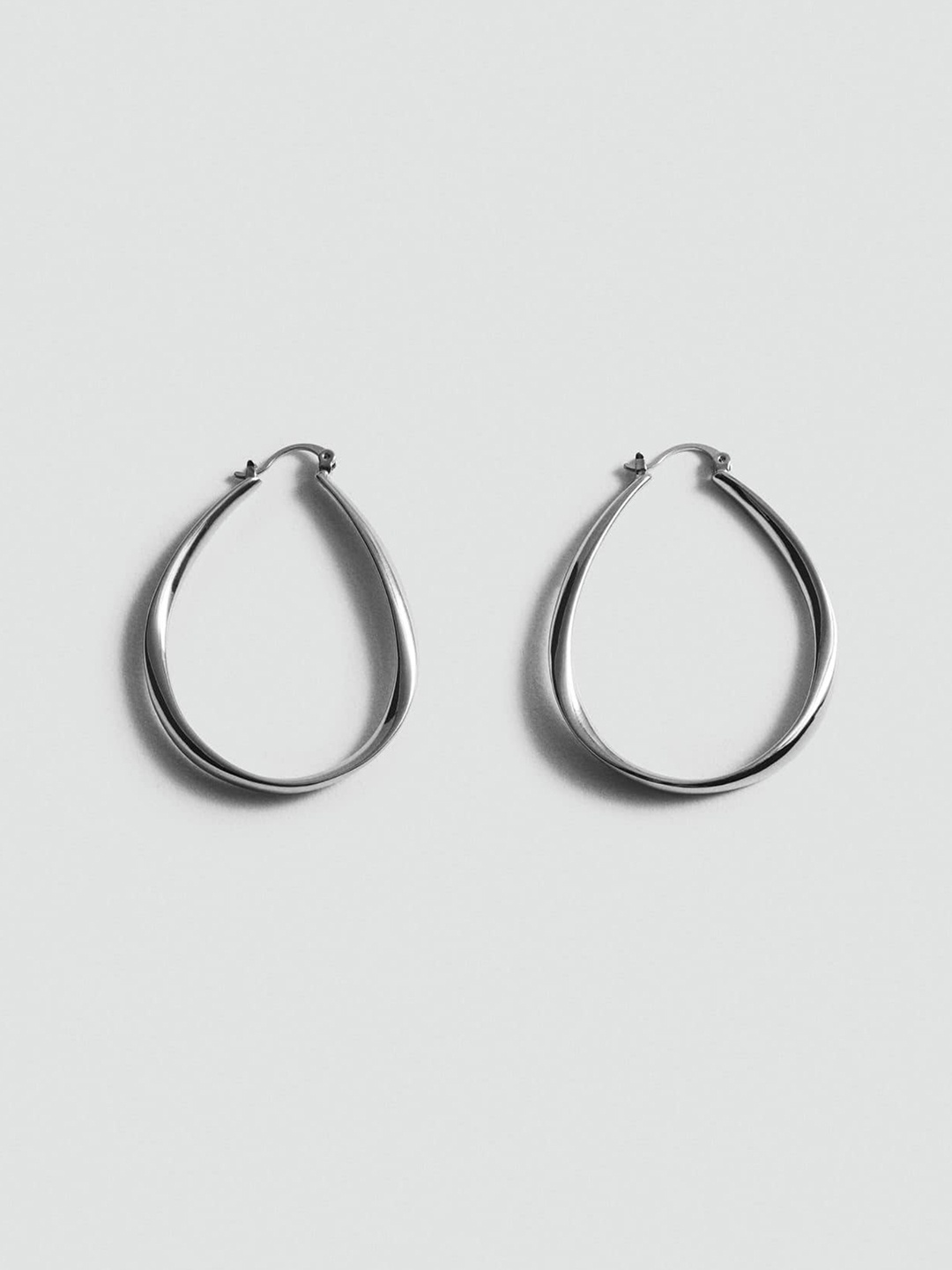 

MANGO Oval Shaped Hoop Earrings, Silver