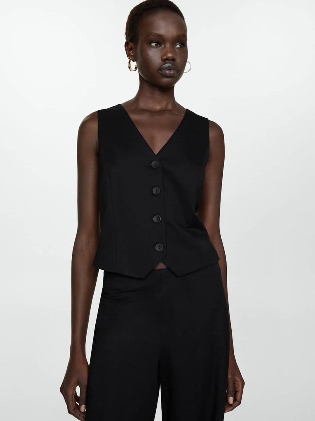 

MANGO Gilet Waistcoat, Black