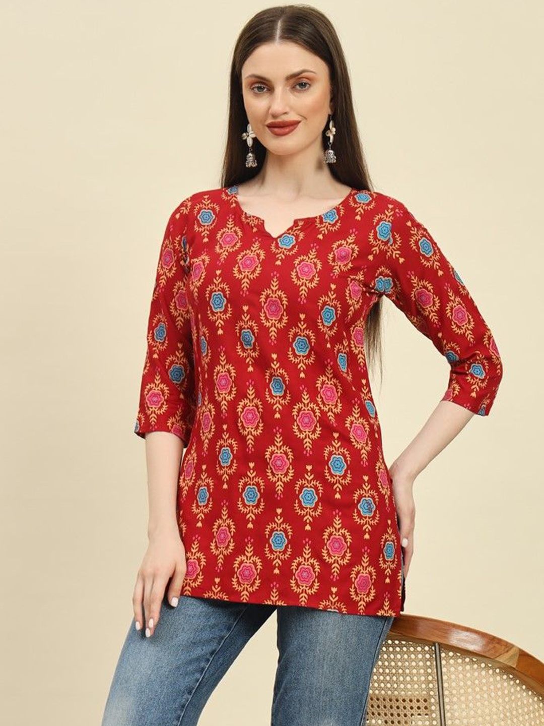 

Mialo fashion Floral Printed Kurti, Maroon