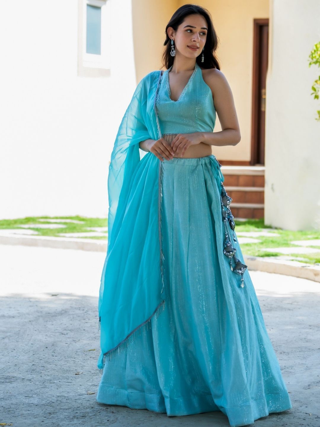 

HOUSE OF JAMOTI Erica Embellished Ready to Wear Lehenga & Blouse With Dupatta, Blue