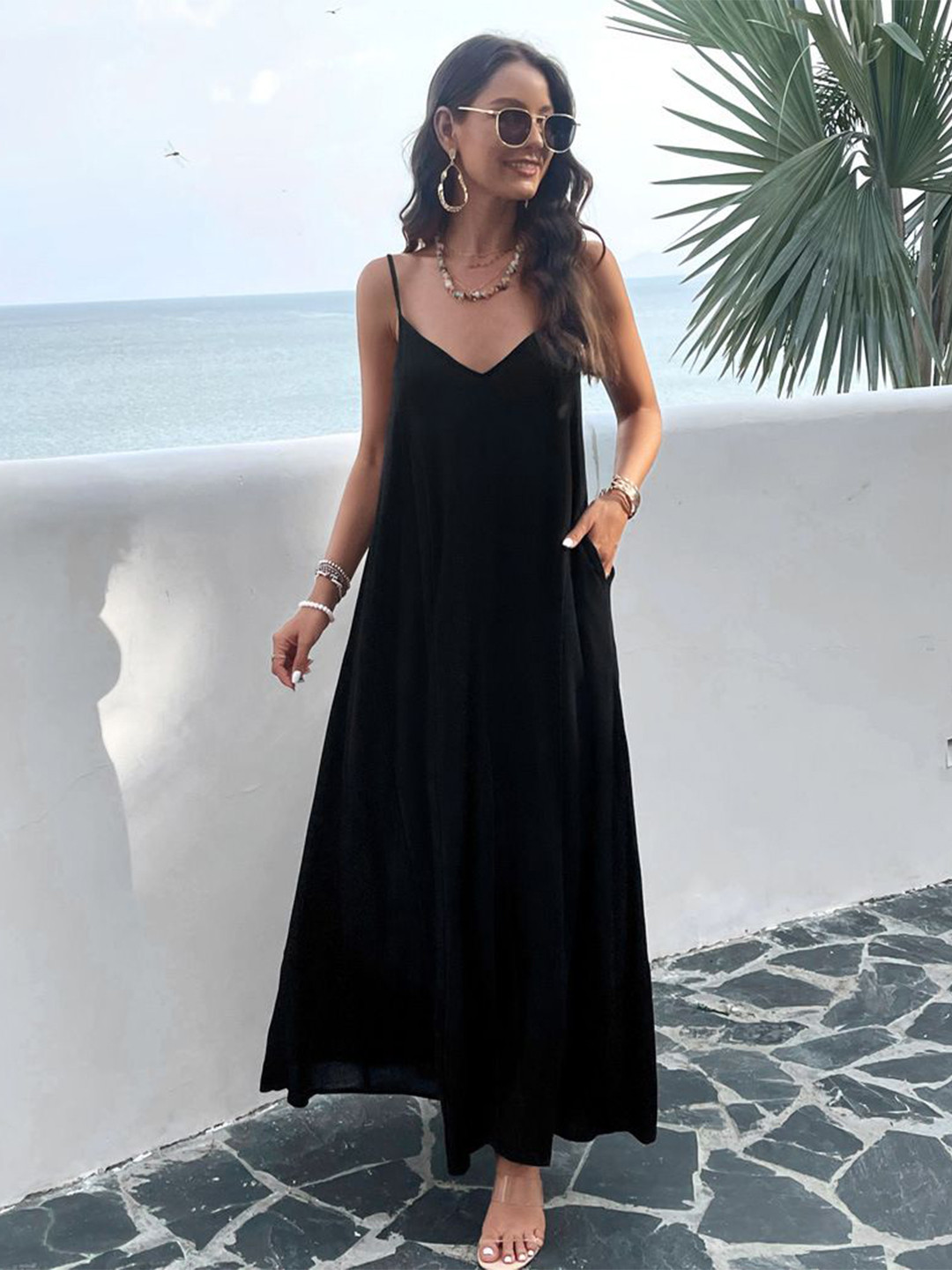 

MIAKEE Sleeveless A-Line Maxi Dress, Black