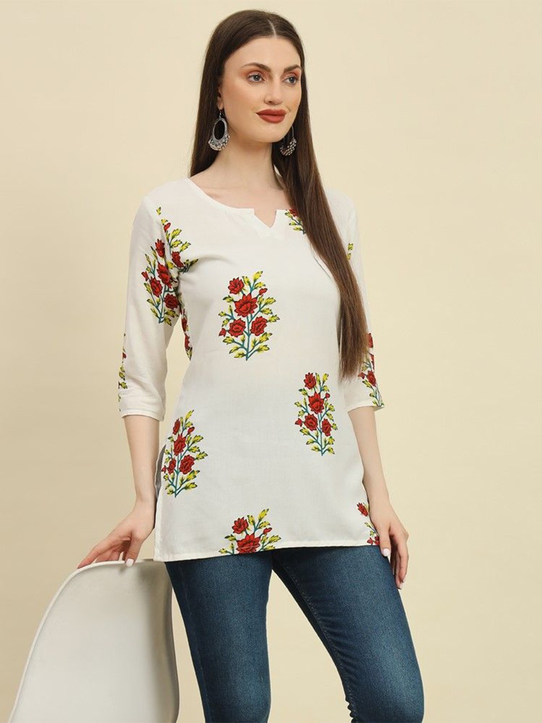 

Mialo fashion Floral Printed Kurti, White