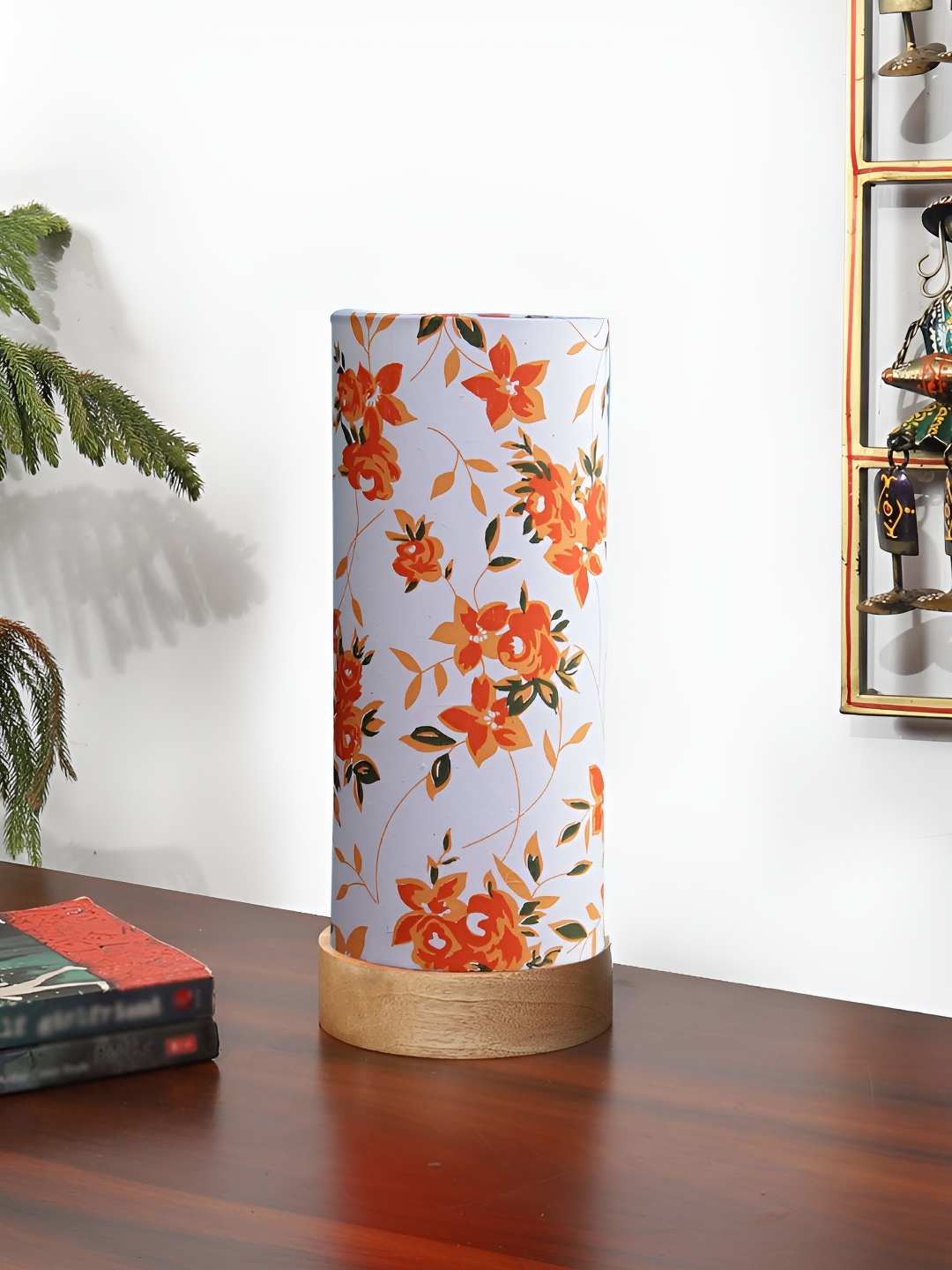 

Devansh White Printed Wooden Traditional Cylindrical Shaped Table Lamp