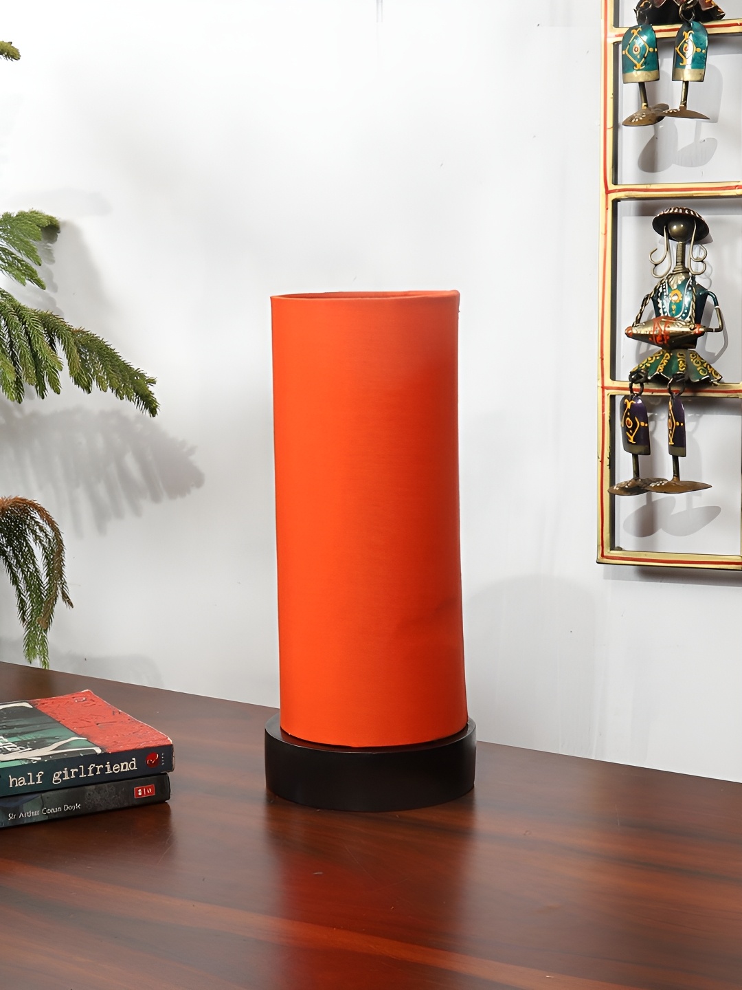 

Devansh Orange Textured Wooden Contemporary Cylindrical Shaped Table Lamp