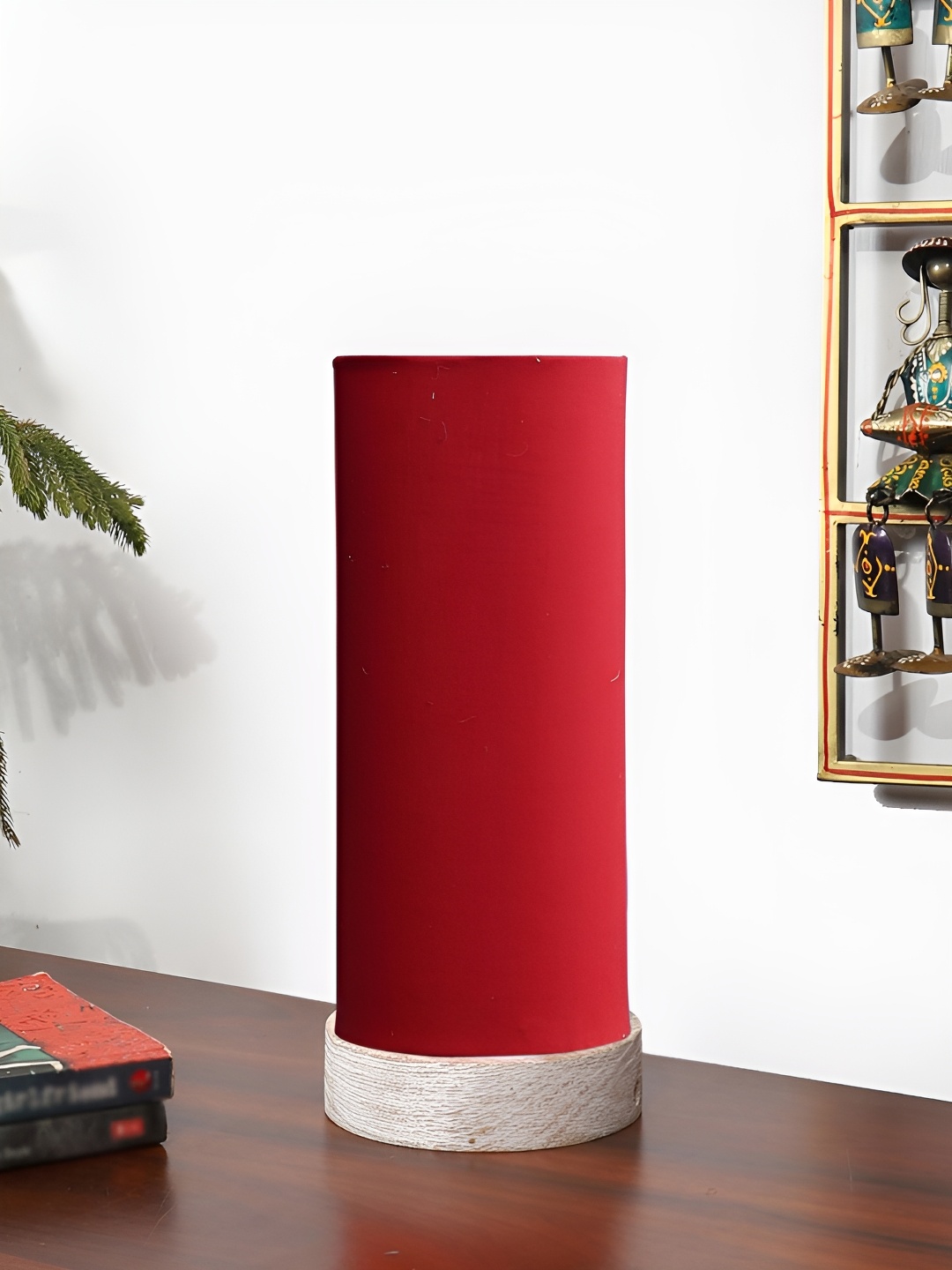 

Devansh Red Textured Wooden Contemporary Cylindrical Shaped Table Lamp