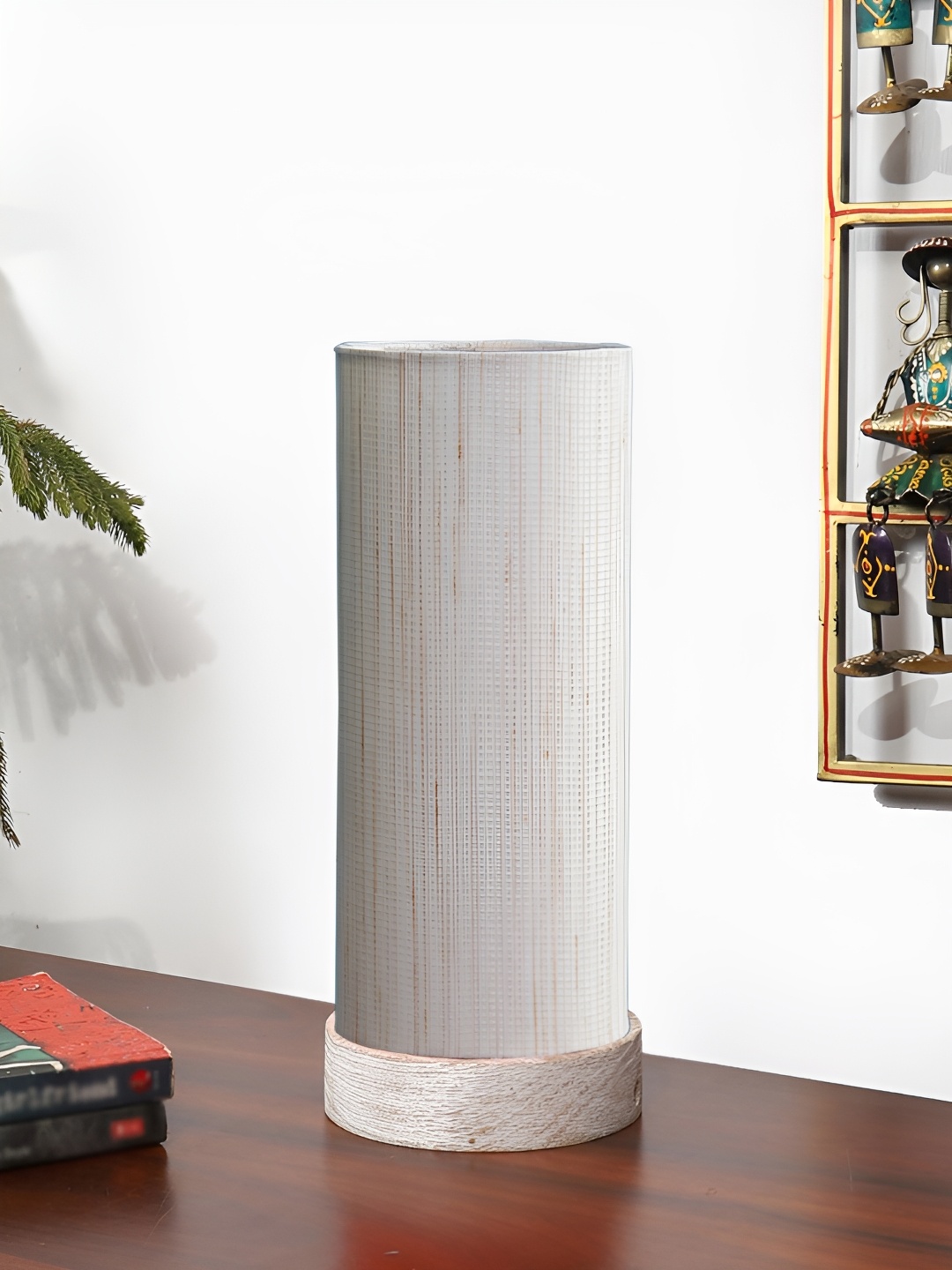 

Devansh Off White Textured Wooden Contemporary Cylindrical Shaped Table Lamp