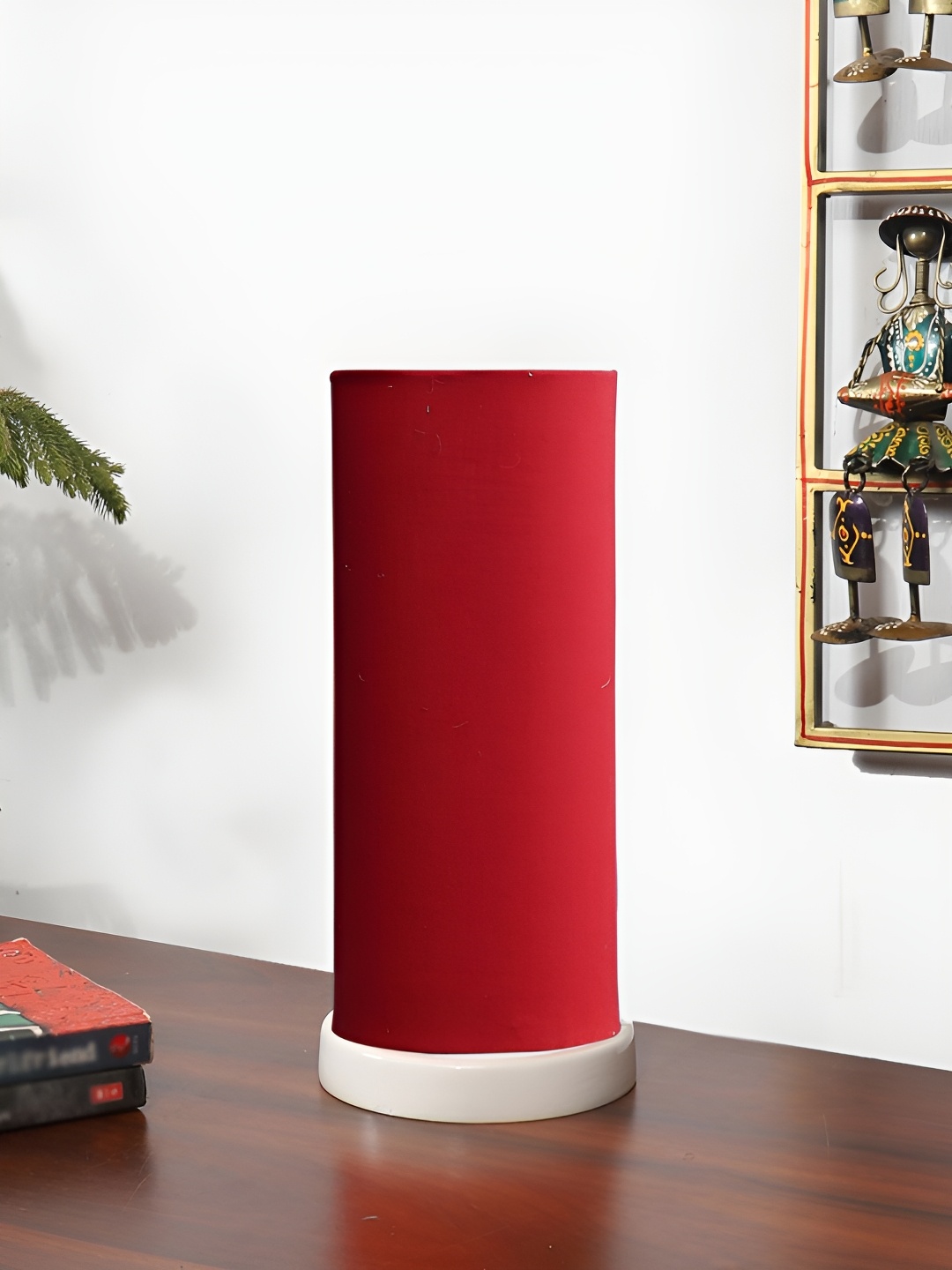 

Devansh Red Textured Wooden Contemporary Cylindrical Shaped Table Lamp