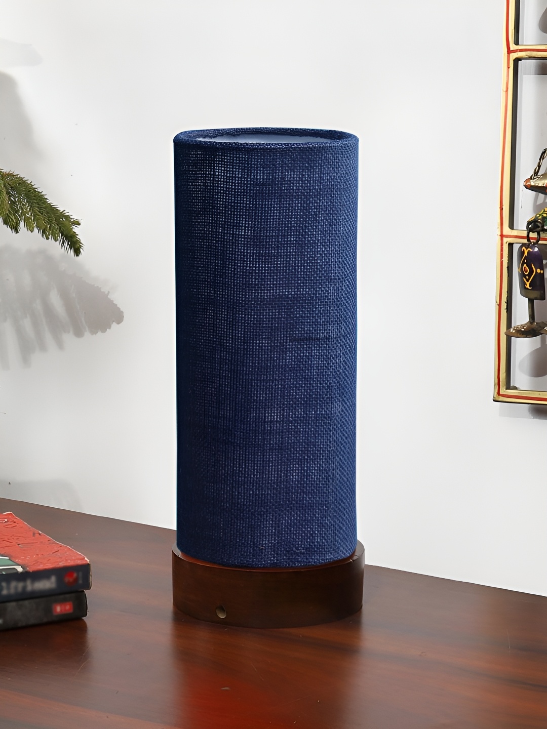 

Devansh Blue Textured Wooden Contemporary Cylindrical Shaped Table Lamp