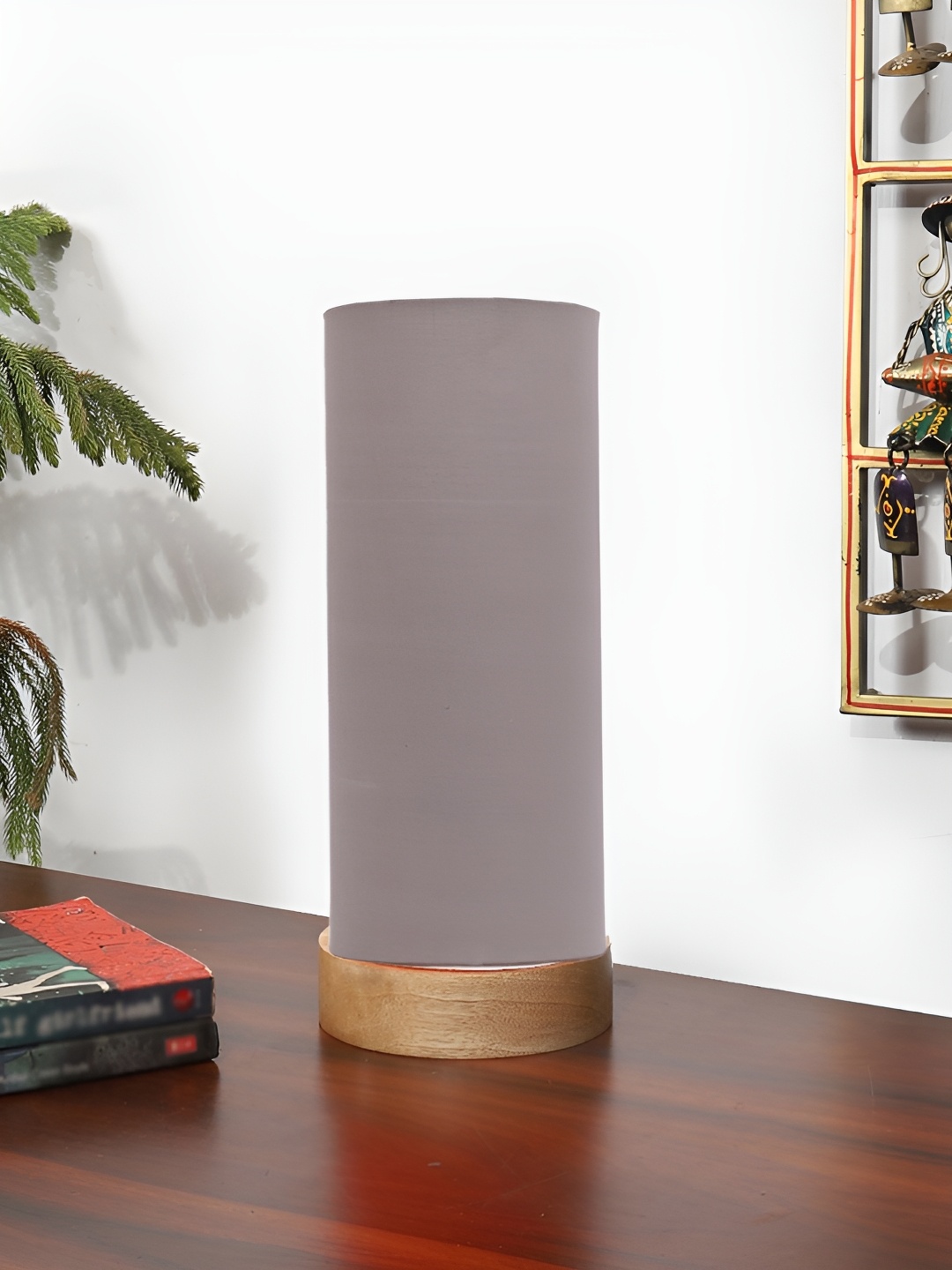 

Devansh Grey Textured Wooden Contemporary Cylindrical Shaped Table Lamp