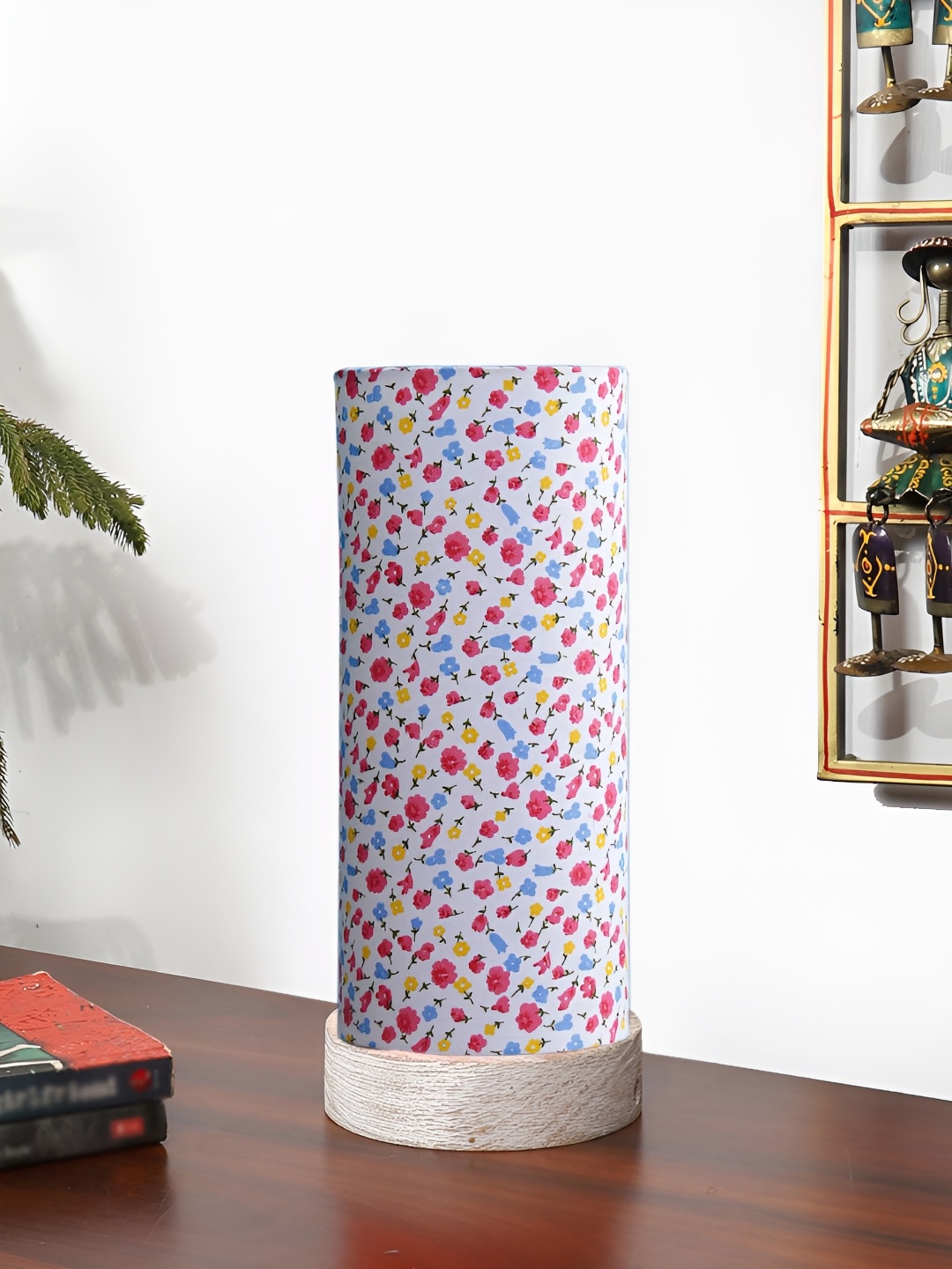 

Devansh White Printed Wooden Cylindrical Shaped Table Lamp