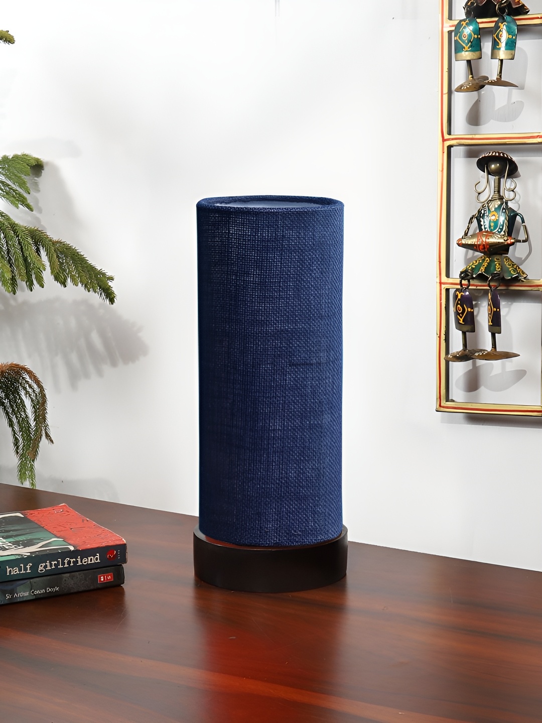 

Devansh Blue Textured Wooden Contemporary Cylindrical Shaped Table Lamp