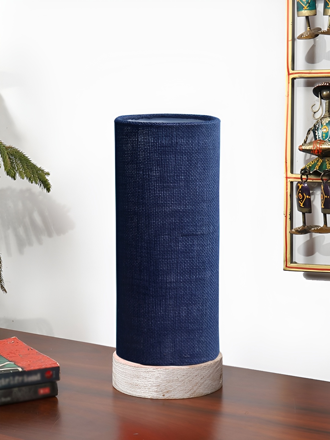 

Devansh Blue Textured Wooden Contemporary Cylindrical Shaped Table Lamp