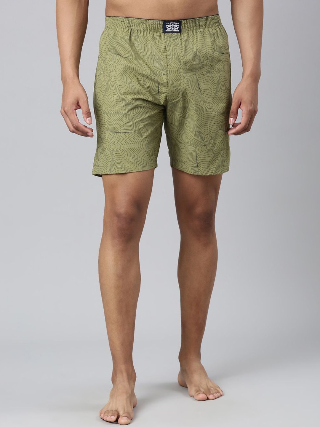 

Levis Men Printed Cotton Woven Soft Boxer Shorts with Side Pocket, Green