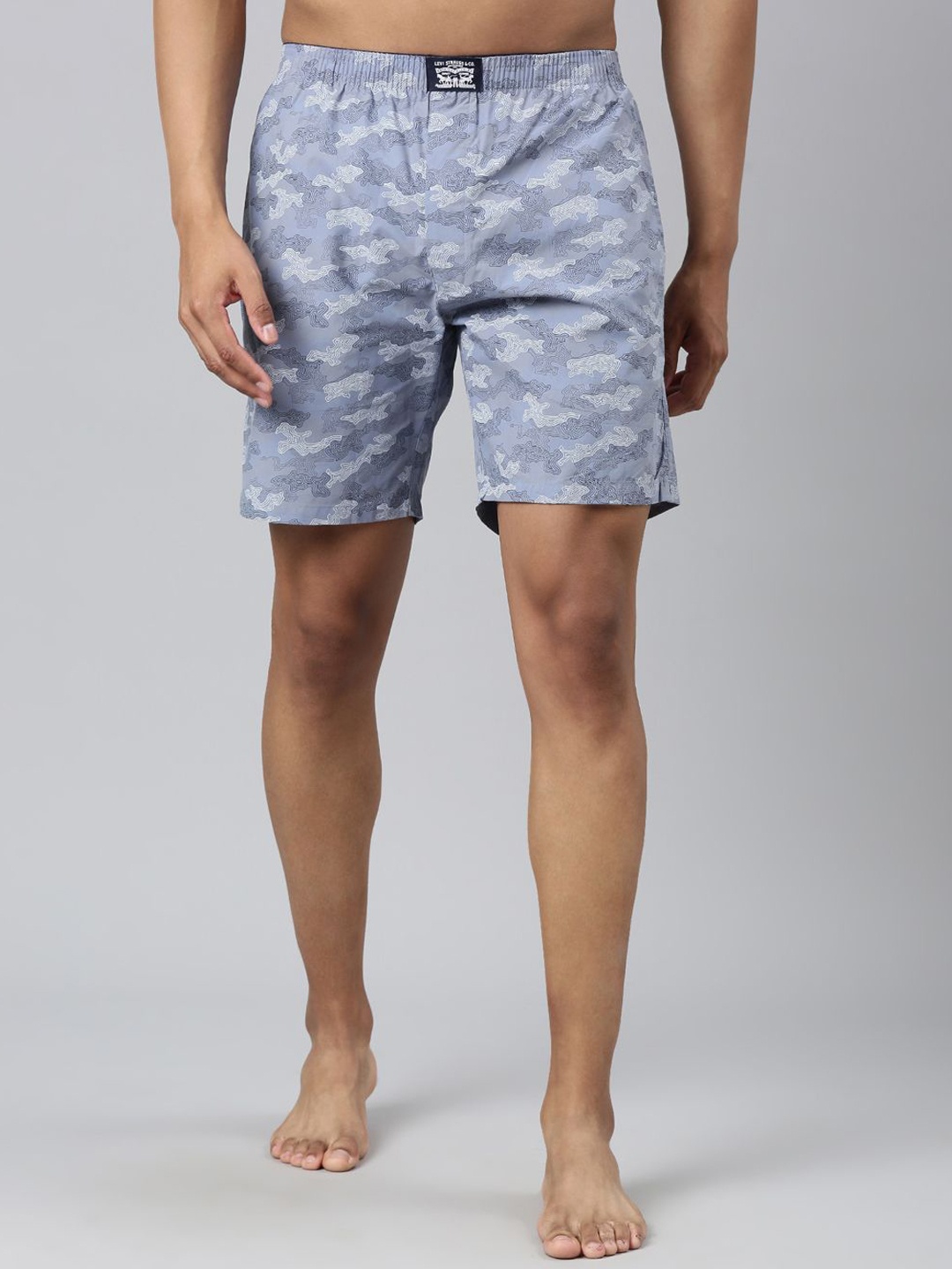 

Levis Men Printed Cotton Woven Soft Boxer Shorts with Side Pocket, Blue