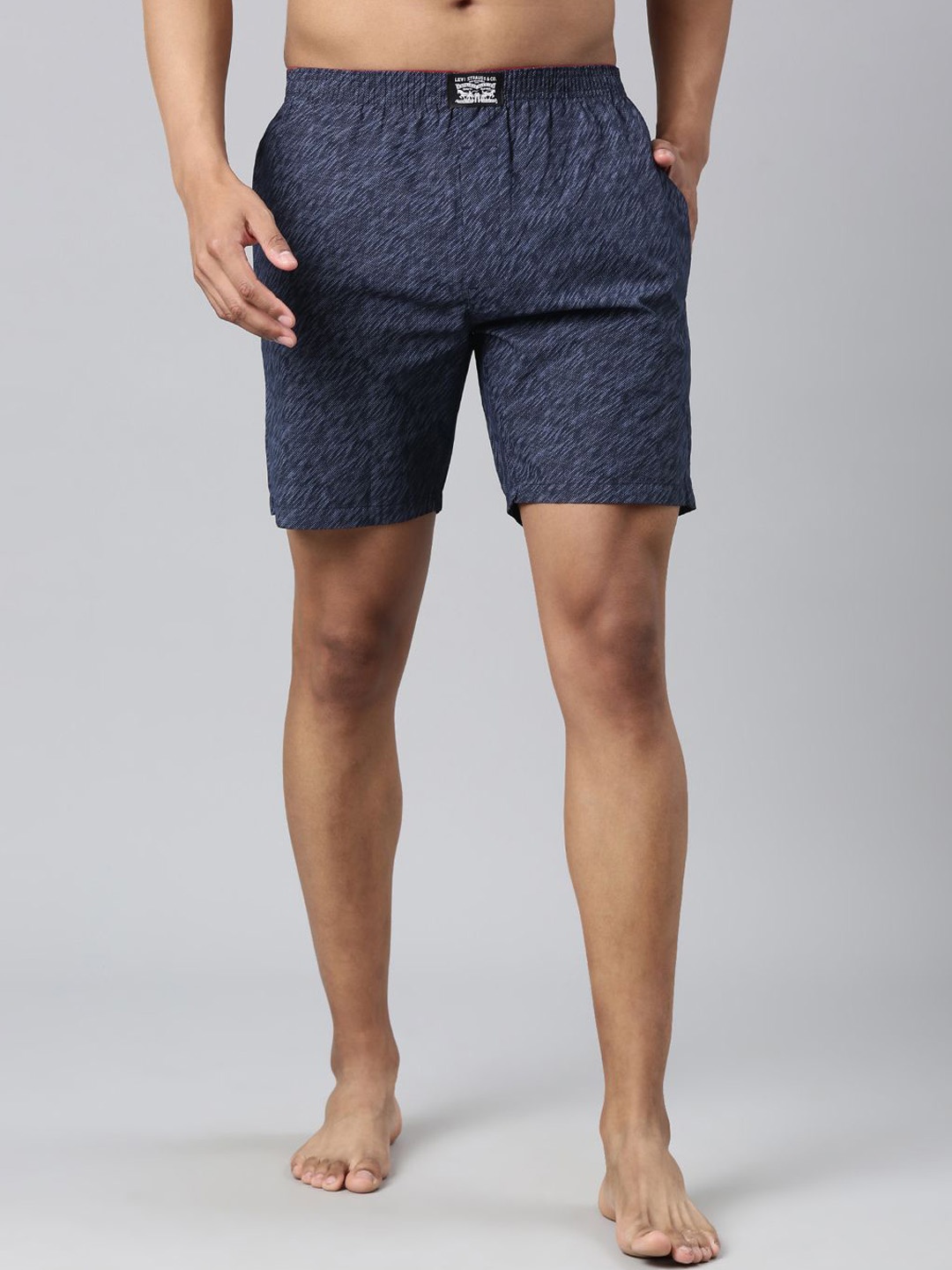 

Levis Men Printed Cotton Woven Soft Boxer Shorts with Side Pocket, Blue