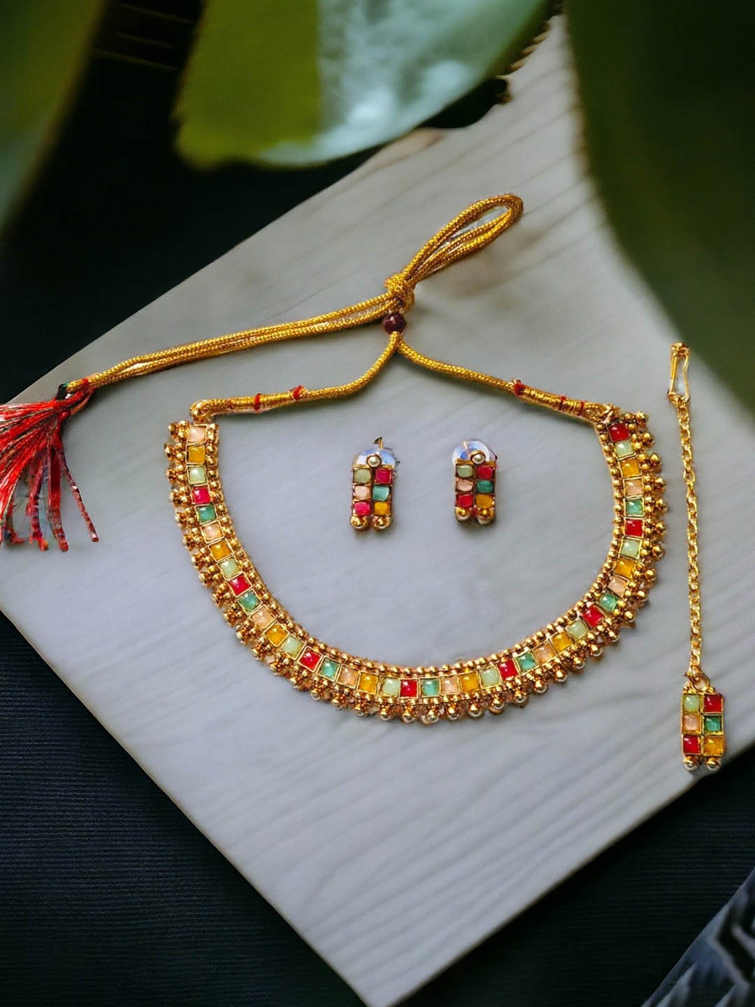

The Pari Gold-Plated Stone-Studded Jewellery Set