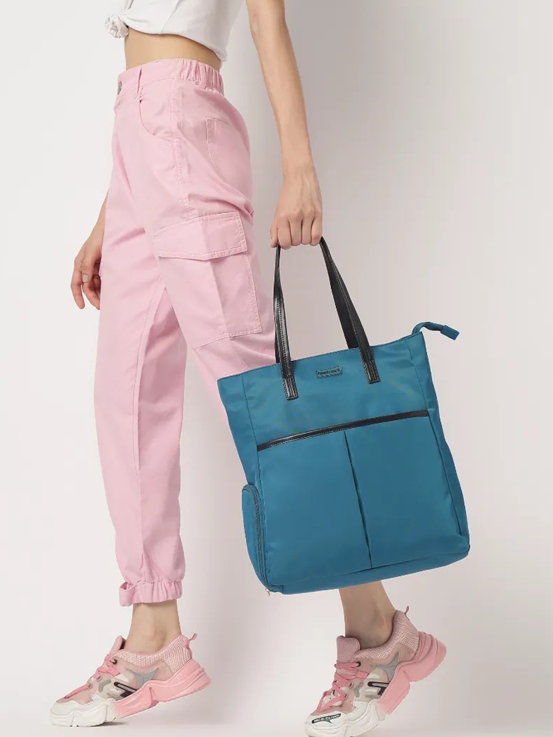 

Fastrack Women Solid Oversized Shopper Handheld Bag with Tasselled, Blue