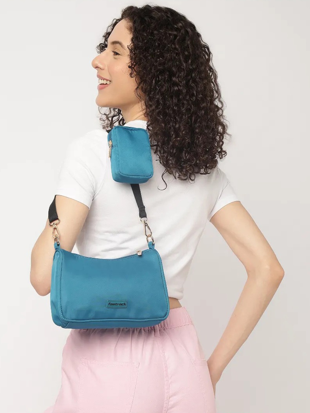 

Fastrack Women Crossbody Sling Bag with Applique, Teal