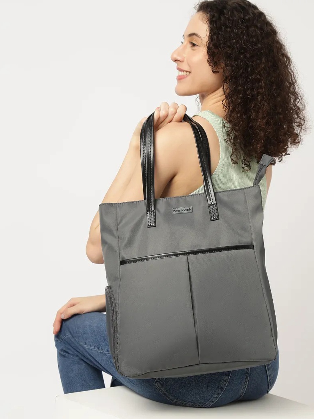 

Fastrack Women Colourblocked Oversized Shopper Tote Bag, Olive