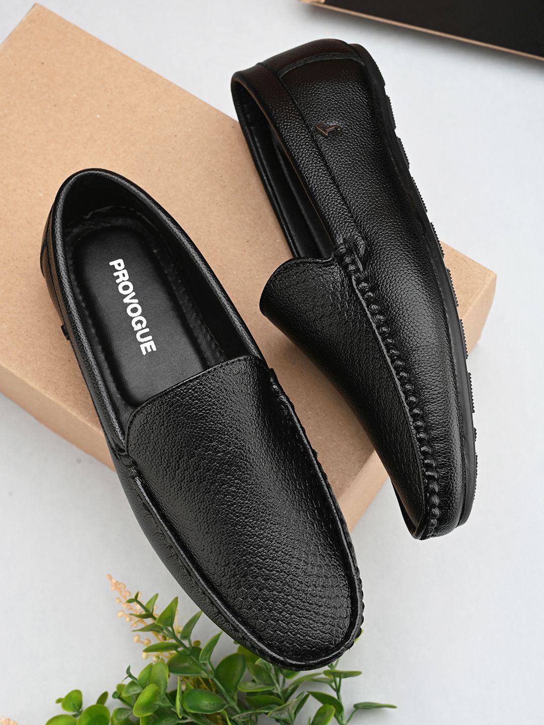 

Provogue Men Formal Round Toe Slip On Loafers, Black