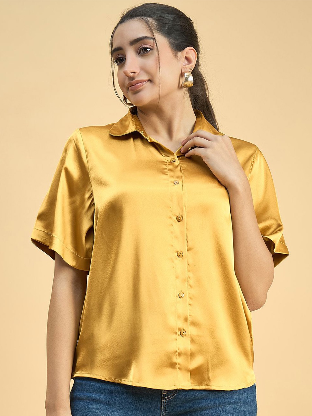 

JUNE & HARRY Women Comfort Relaxed Fit Shirt, Mustard