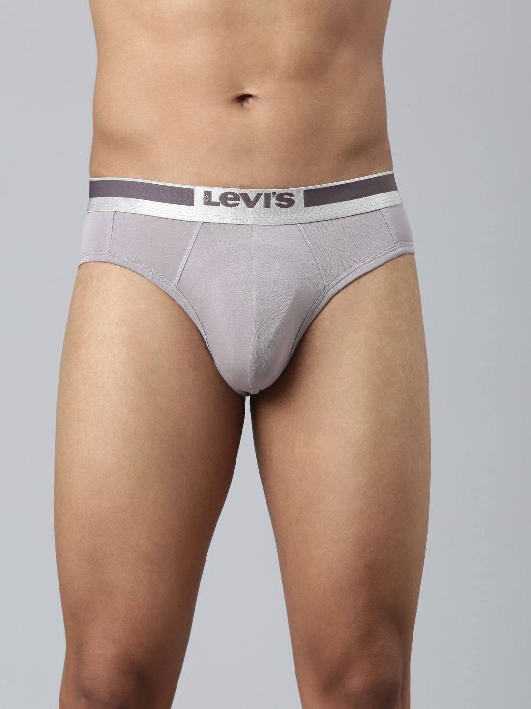 

Levi's 029 Supima Cotton Prime Brief for Men with Comfort & Smartskin Technology (Silver), Grey