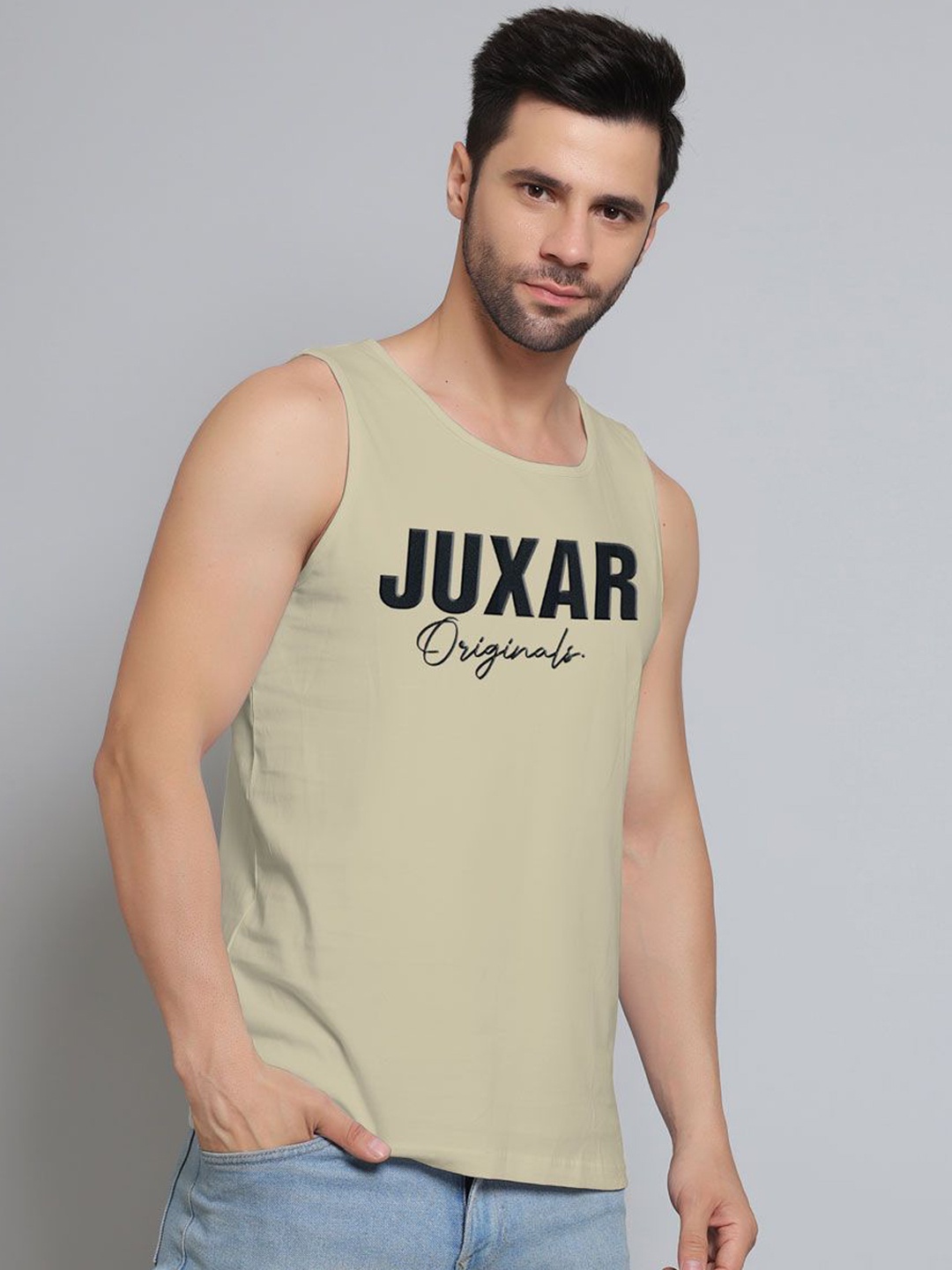 

Juxar Men Printed Sleeveless Cotton Gym Innerwear Vests-JUX-18-BG-XS, Beige