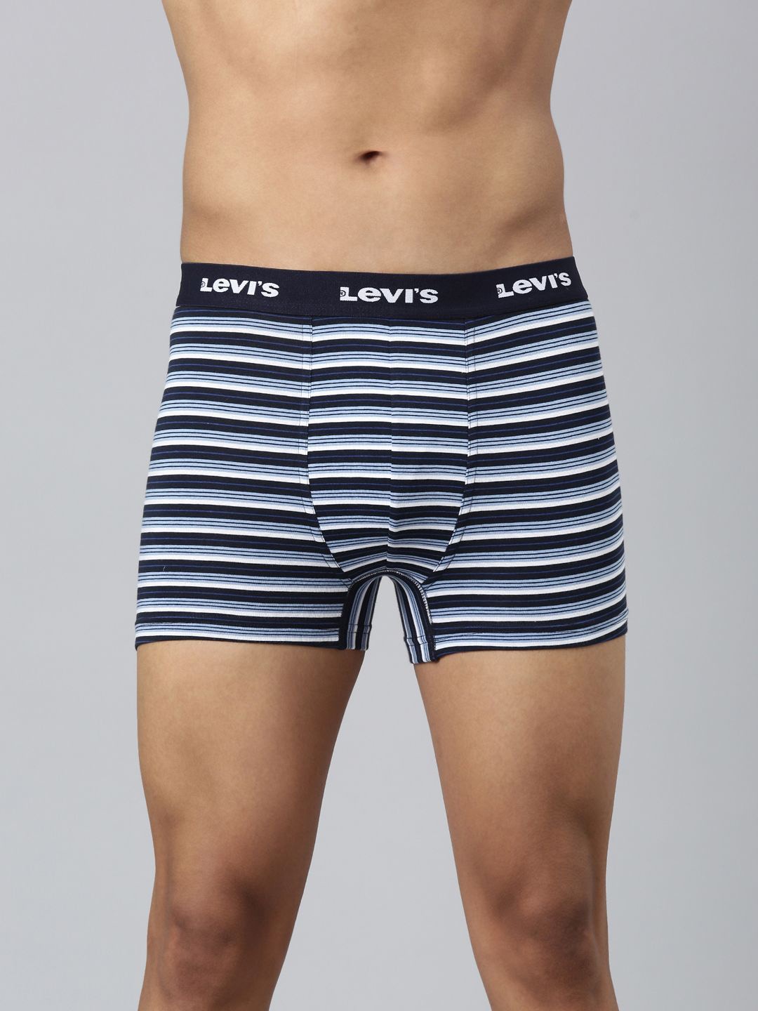 

Levis Men's Solid Striped Cotton Trunk with Smartskin Technology, Tag-Free Comfort -006, Navy blue
