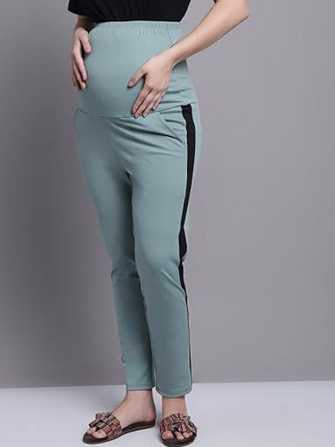 

WELL KEPT Women Mid-Rise Maternity Track Pants, Sea green